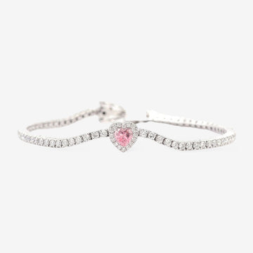 925 Silver | Pink Heart Waterway Bracelet