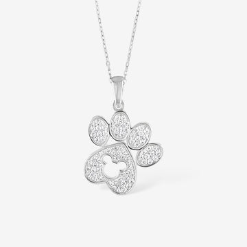 Silver Mickey Mouse Paw Necklace