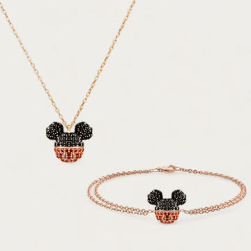 Berlin Mickey Mouse Kolye Bileklik Set