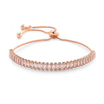 925 Gümüş | Emerald Kesim Rose Gold Tenis Bileklik
