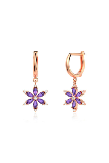 Amethyst Lotus Silver Earrings