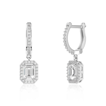 Baguette Single Stone Silver Earring