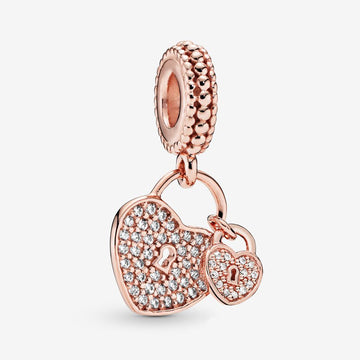 Pavé Dizim Kalpli Asma Kilit Sallantılı Charm