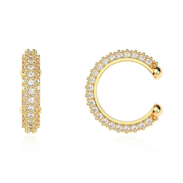 Pave Knee Cartilage Gold Plated Silver Earring