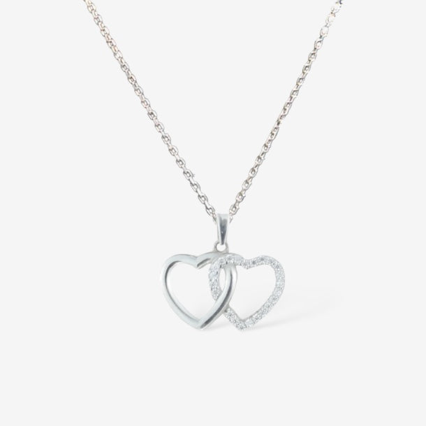 Two Hearts Forever One Silver Necklace