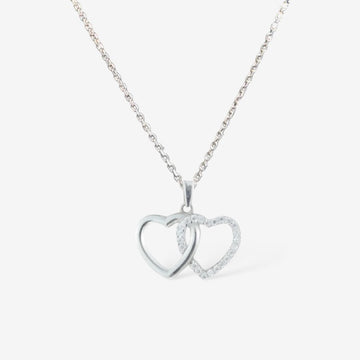 Two Hearts Forever One Silver Necklace