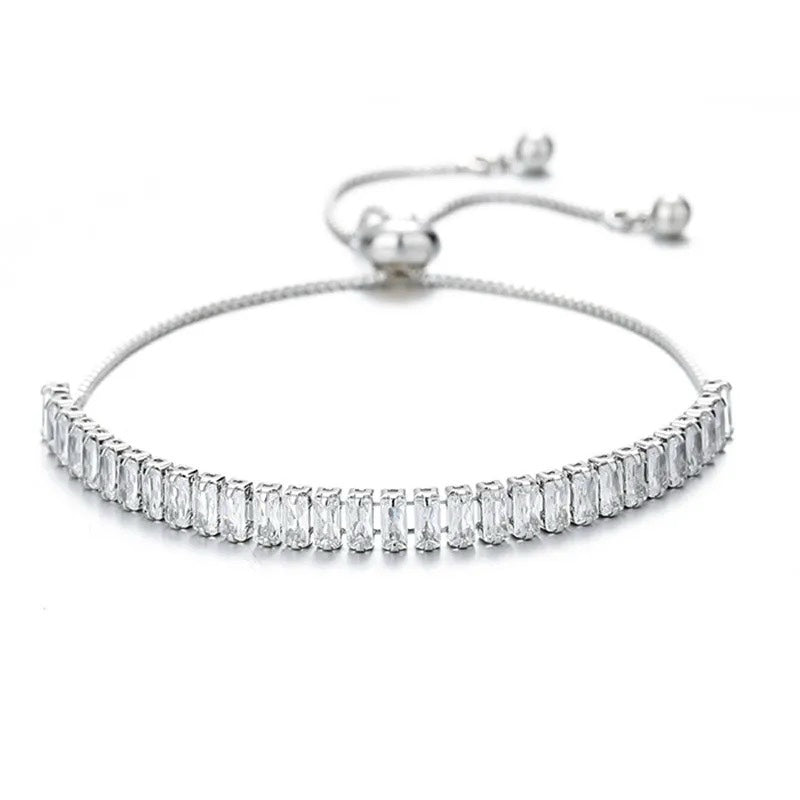 925 Silver | Emerald Cut Half Tennis Bracelet