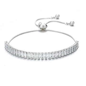 925 Silver | Emerald Cut Half Tennis Bracelet