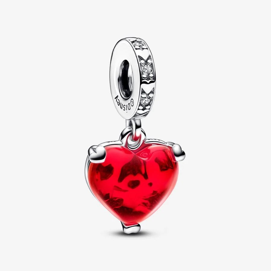 Mickey & Minnie Mouse Öpücük Kırmızı Murano Cam Sallantılı Charm