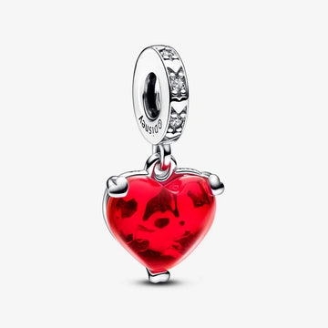 Mickey & Minnie Mouse Öpücük Kırmızı Murano Cam Sallantılı Charm