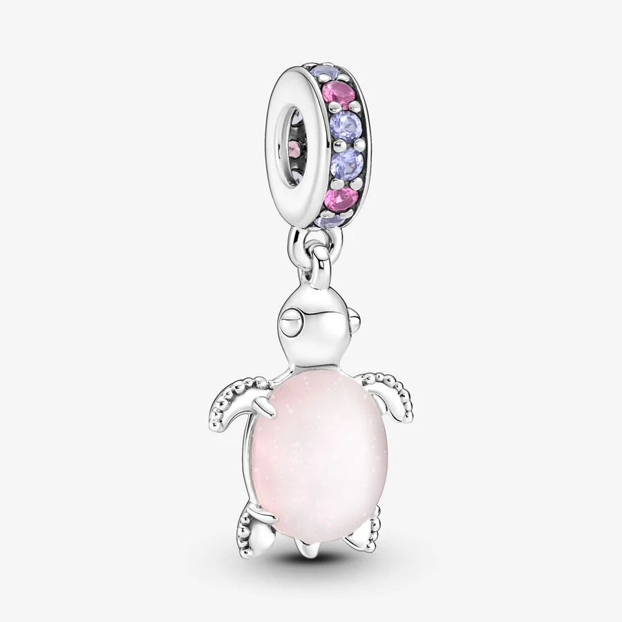 Murano Camı Pembe Deniz Kaplumbağası Sallantılı Charm