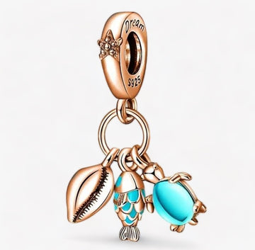 Turtle, Fish and Shell Charm