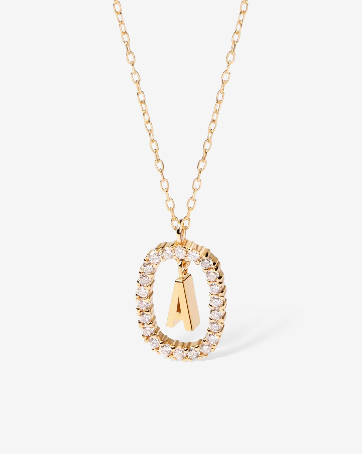Zircon Stone Letter Silver Necklace