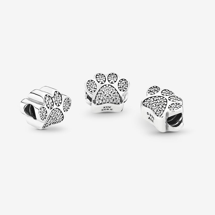 Glittery Paw Print Charm