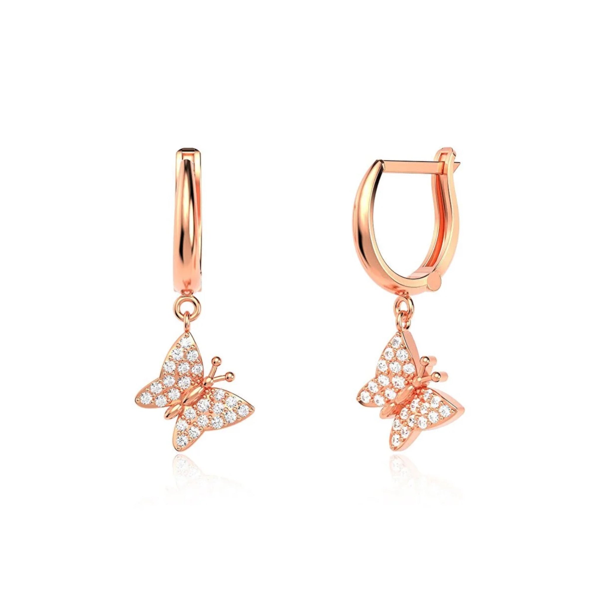 Lucky Butterfly Rose Gold Silver Earrings